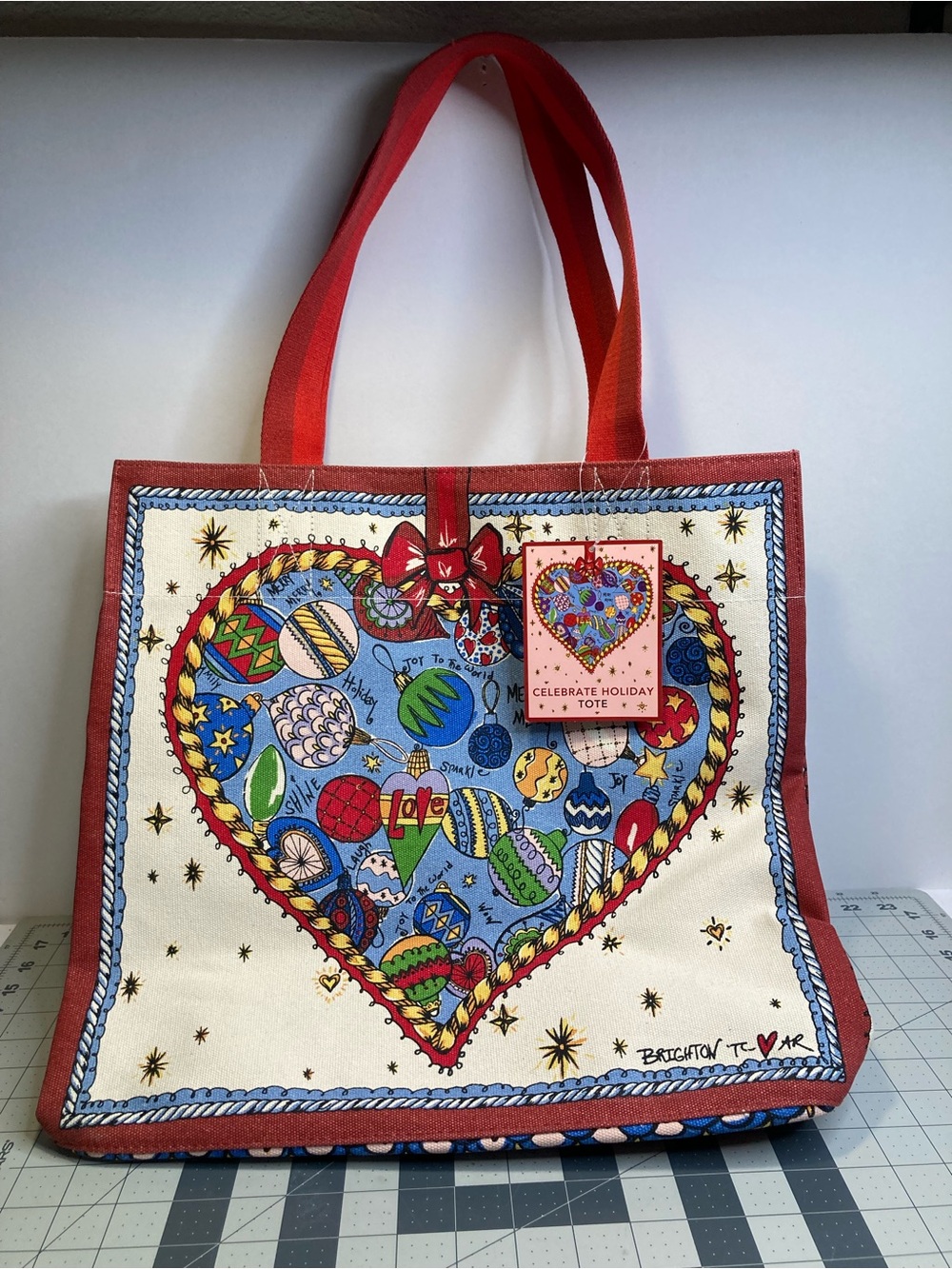 NWT! Brighton’s Celebrate Holiday Tote Christmas Heavyweight Canvas Ornaments